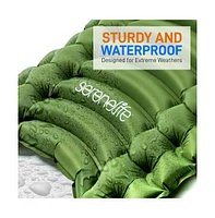 SereneLife Ultralight Sleeping Pad with Carrying Bag, Compact & Self-Inflating, Green