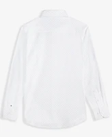 Tommy Hilfiger Big Boys Long-Sleeve Stretch Diamond Geo-Print Shirt