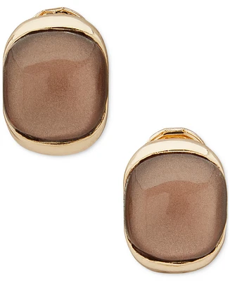 Anne Klein Gold-Tone Stone Clip-On Button Earrings