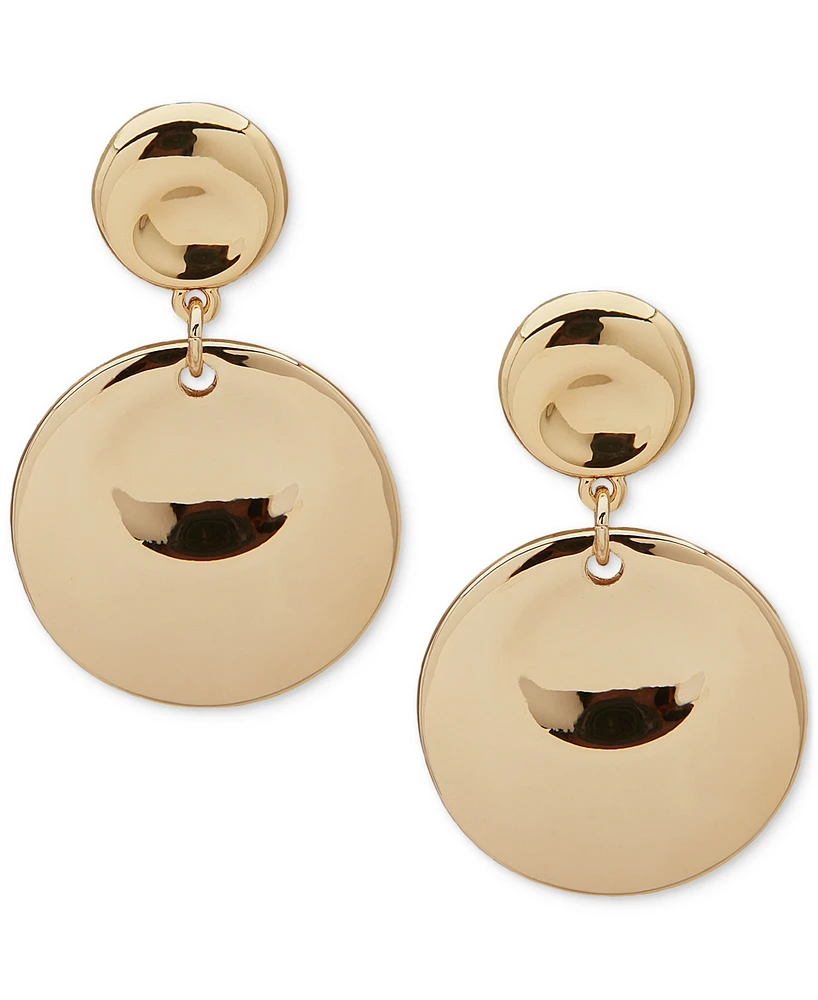 Anne Klein Gold-Tone Polished Sculptural Disc Statement Earrings