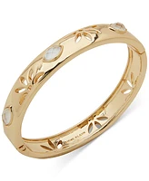 Anne Klein Gold-Tone Mother-of-Pearl & Flower Cutout Bangle Bracelet