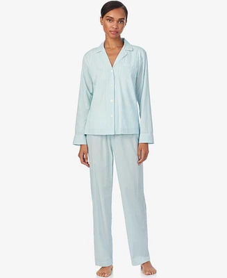 Lauren Ralph Women's Long Sleeve Notch Collar Pant Pajama Set