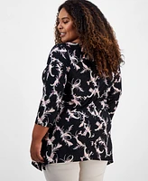 Jm Collection Plus Jacquard Swing Top, Exclusively at Macy's