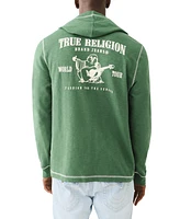 True Religion Men's Hooded Long Sleeve Henley Shirt