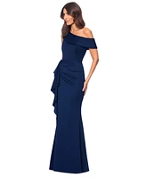 Xscape Women's One-Shoulder Scuba Fit & Flare Gown