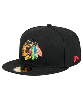 New Era Men's Black Chicago Blackhawks Core 59FIFTY Fitted Hat