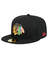 New Era Men's Black Chicago Blackhawks Core 59FIFTY Fitted Hat