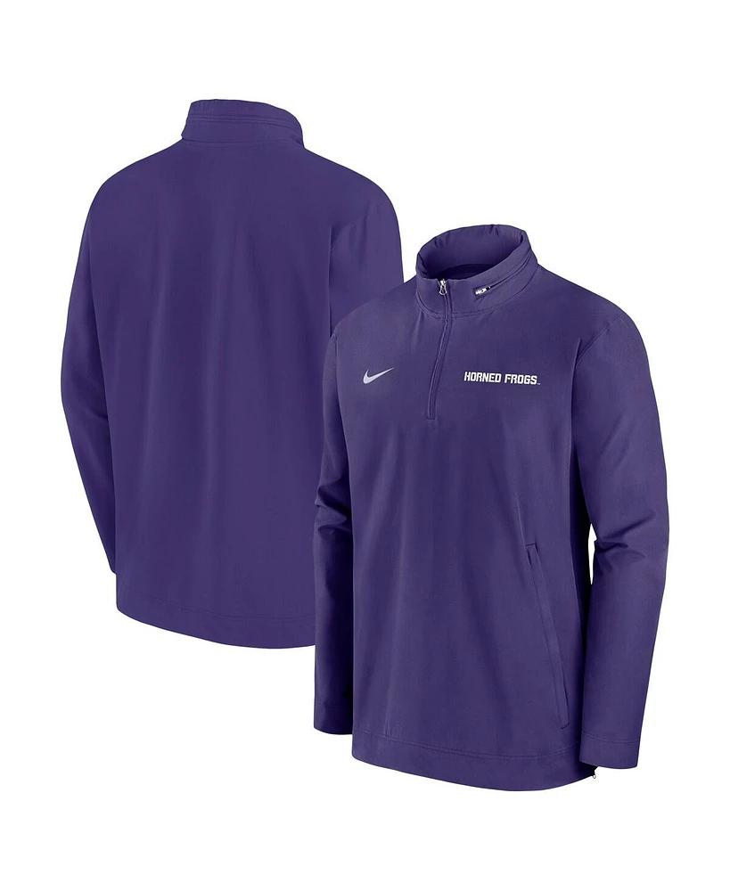 Nike Men's Purple Tcu Horned Frogs 2024 Sideline Coach Quarter-Zip Hoodie Jacket