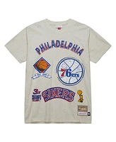 Mitchell & Ness Men's Oatmeal Philadelphia 76ers Hardwood Classics Legacy Defined Retro Championship T-Shirt