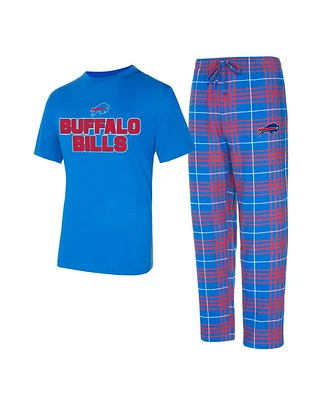 Concepts Sport Men's Royal/Red Buffalo Bills Vector T-Shirt Flannel Pants Sleep Set