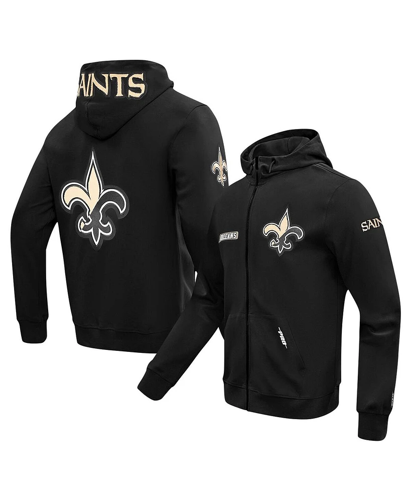 Pro Standard Men's Black New Orleans Saints Split Logo Double Knit Full-Zip Hoodie