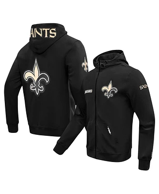 Pro Standard Men's Black New Orleans Saints Split Logo Double Knit Full-Zip Hoodie