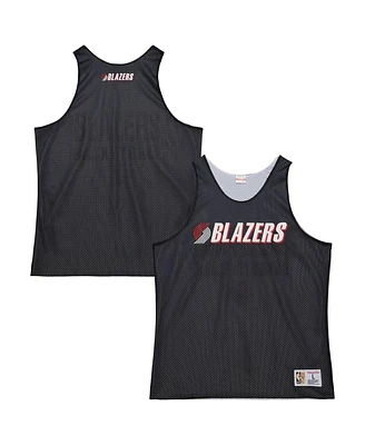 Mitchell & Ness Men's Black/White Portland Trail Blazers Hardwood Classics Reversible Mesh Practice Jersey