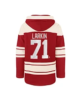 '47 Brand Men's Dylan Larkin Red Detroit Wings Captain Patch Player Name Number Lacer Pullover Hoodie