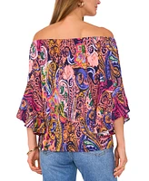 Vince Camuto Women's Paisley-Print Off-The-Shoulder Flutter-Sleeve Top