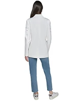 Karl Lagerfeld Paris Petite Embellished One-Button Blazer