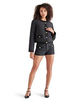 Steve Madden Womens Coppelia Tweed Trim Puffer Jacket Quilted Cordelia Shorts