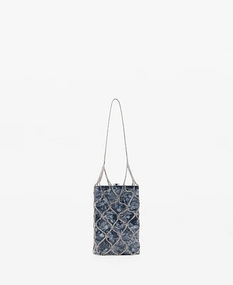 Mango Women's Mesh Crystal Handbag