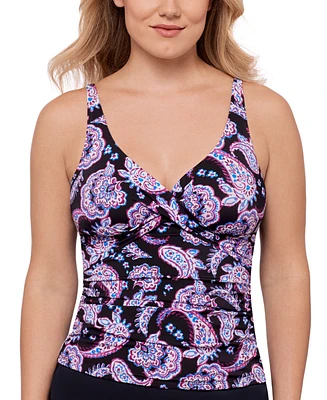 Swim Solutions Women's Paisley-Print Tankini Top, Exclusively at Macy's