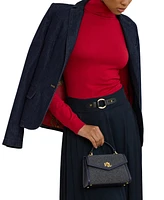 Lauren Ralph Lauren Farrah Canvas and Leather Mini Satchel
