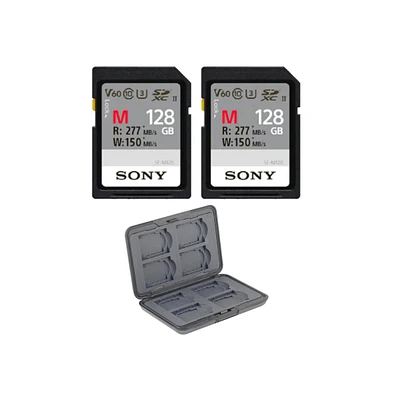 Sony 64GB V60 Uhs-ii M-Series Memory Card (2-Pack) and Storage Case Bundle