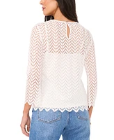 Vince Camuto Women's Lace Crewneck 3/4-Sleeve Top