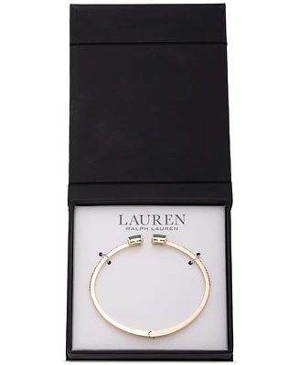 Lauren Ralph Gold-Tone Square Stone Bangle Bracelet