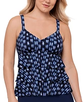 Swim Solutions Women's Printed Tiered Tankini Top, Exclusively at Macy's