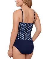 Swim Solutions Women's Printed Tummy-Control One-Piece Swimsuit, Exclusively at Macy's