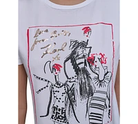 Karl Lagerfeld Paris Women's Sketch Girl Graphic T-Shirt