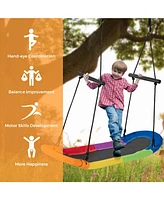 Hongge Saucer Tree Swing Surf Kids Outdoor Adjustable Oval Platform Set with Handle