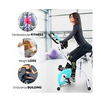 SereneLife Folding Digital Exercise Bike with Pulse Monitor and Resistance Bands