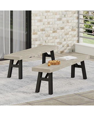 The Pop Home Acacia Wood Dining Bench–Indoor/Outdoor Bench for Living Room or Patio(2PK)-The Pop Home