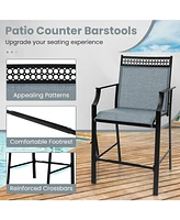 Gouun Outdoor Counter Stools Set of 2 Heavy-Duty Barstools with Footrest and Armrests