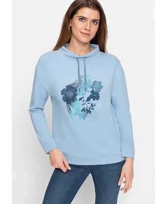 Olsen Women's Scuba Jersey Placement Print Top