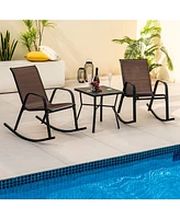 Gouun Set of 2 Heavy-Duty Metal Patio Rocking Chair with Breathable Seat Fabric