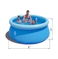 Jleisure 8 Ft x 25" Prompt Set Inflatable Outdoor Backyard Swimming Pool, Blue