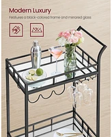 Slickblue Home Bar Serving Cart with 2 Mirrored Shelves Elegant for Entertaining and Storage