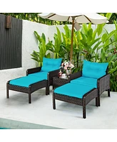 Gouun 5 Pieces Patio Rattan Furniture Set Sofa