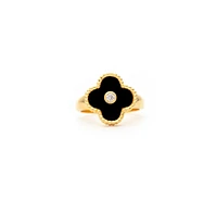 Rivka Friedman Onyx + Cubic Zirconia Clover Ring