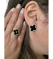 Rivka Friedman Onyx + Cubic Zirconia Clover Ring