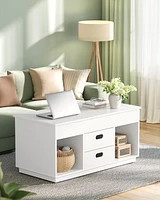 Slickblue Lift Top Coffee Table – 2 Drawers, Hidden Compartments, and Open Storage for Living Room & Home Office