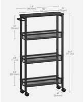 Slickblue 4-Tier Rolling Utility Cart with Handle Multifunctional Storage for Home or Office