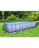 Jleisure Avenli 18 Foot x 39.5 Inch U Frame Rectangle Above Ground Swimming Pool