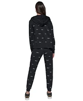 Karl Lagerfeld Paris Women's Mini Script Logo-Print Full-Zip Hoodie