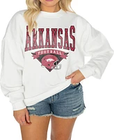 Gameday Couture Women's White Arkansas Razorbacks Good Vibes Premium Fleece Drop Shoulder Pullover Sweatshirt