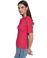 Karl Lagerfeld Paris Women's Johnny Collar Ribbed Sweater