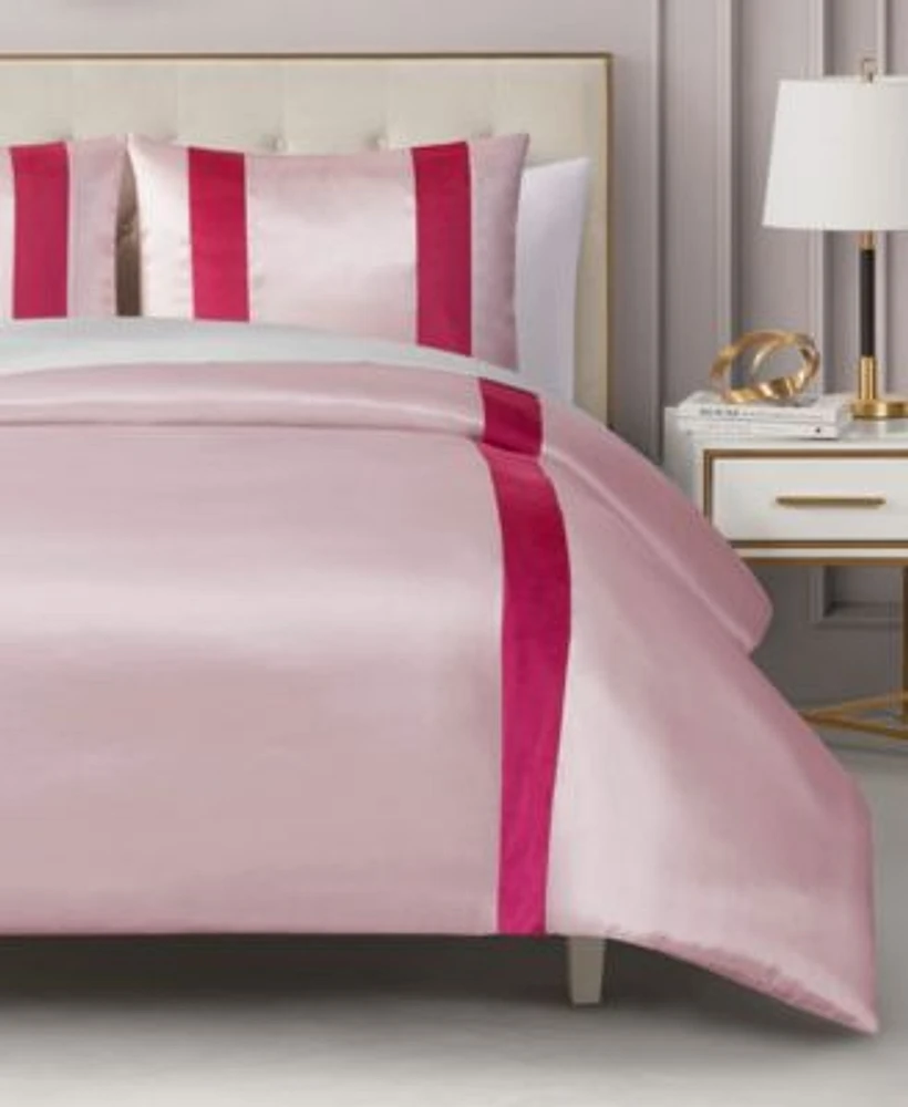 Juicy Couture Velvet Stripe On Satin Duvet Cover Set