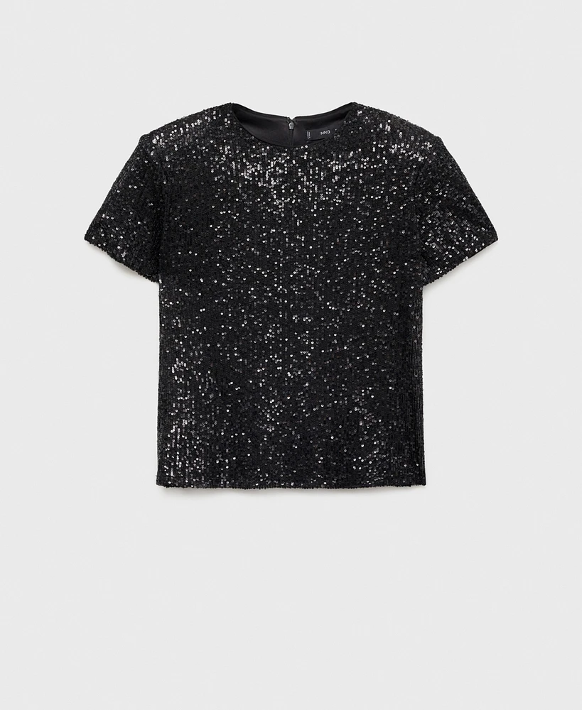 Mango Women's Short-Sleeved Sequined T-Shirt