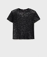 Mango Women's Short-Sleeved Sequined T-Shirt